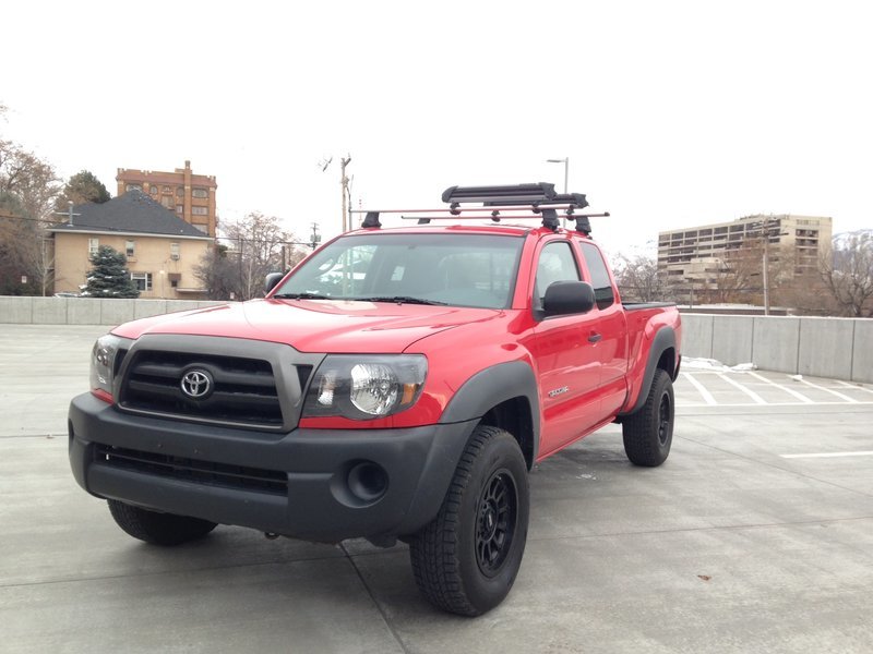 Thule roof rack and yakima ski rack install on access cab