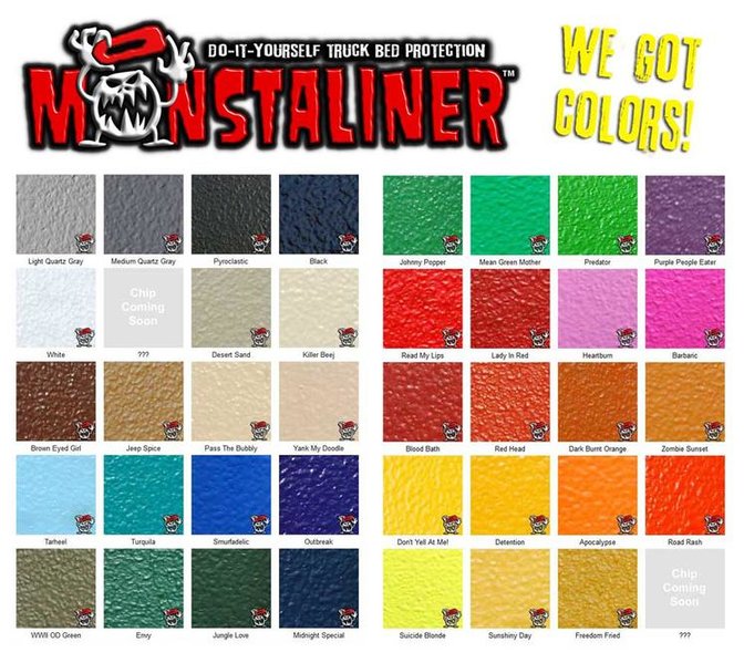 Raptor Bed Liner Color Chart