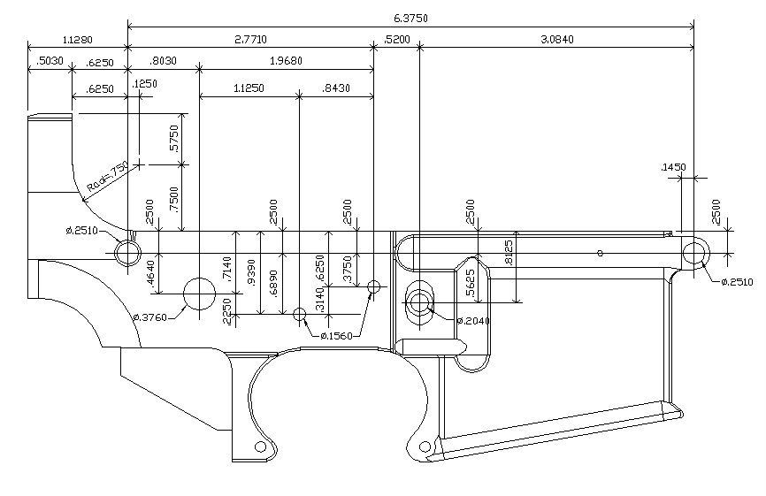 Длины ar. Нижний ресивер ar15 чертеж. Low Receiver ar-15 чертеж. Ar 15 Upper Receiver чертёж. Ar-15 lower Receiver чертежи.