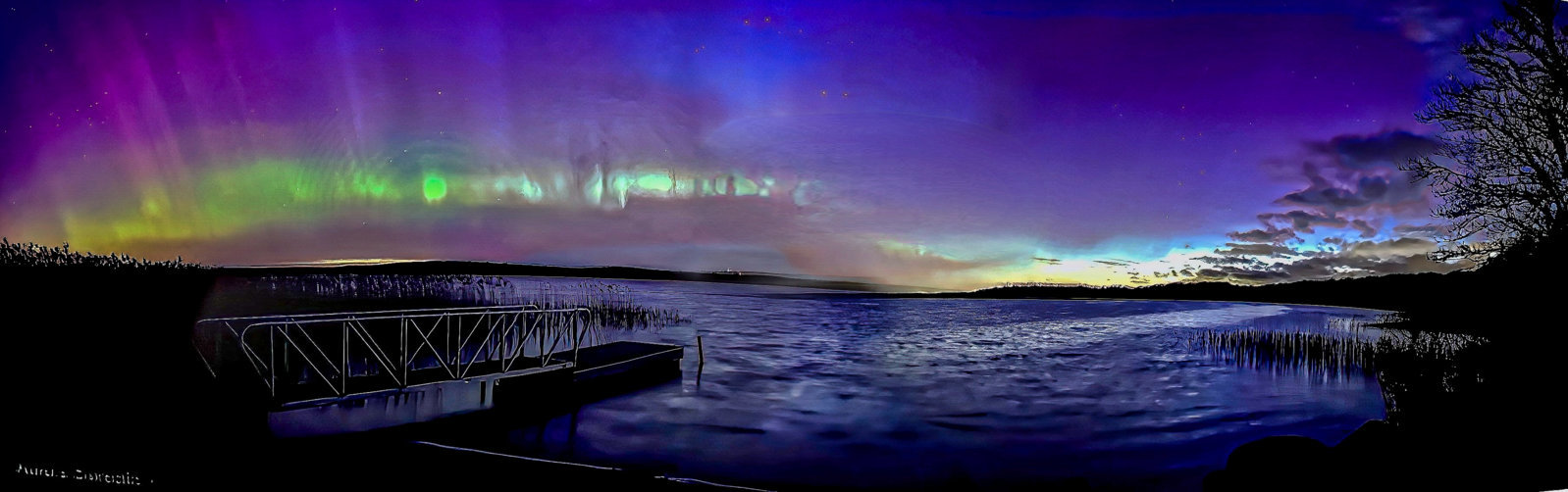 Panorama of Northern Lights 5-11-2024 Wordens Pond.jpg