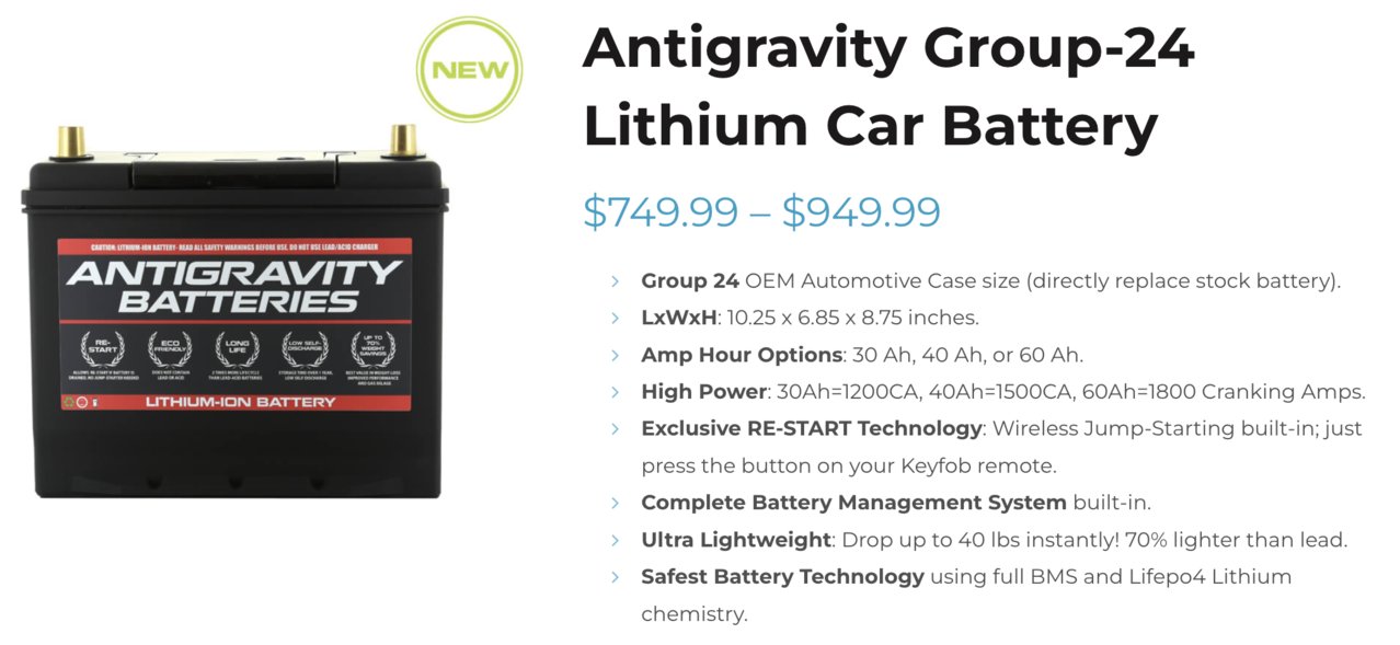 Group-24 Lithium Car Battery – Antigravity Batteries