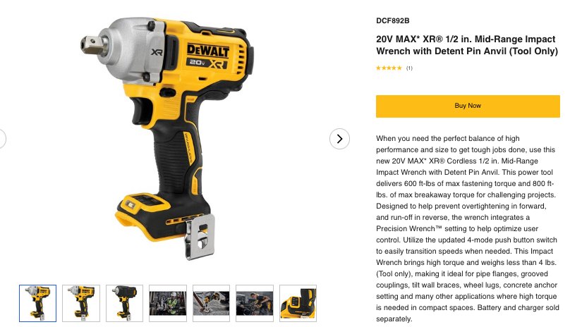 Dewalt 20v deals mid range impact