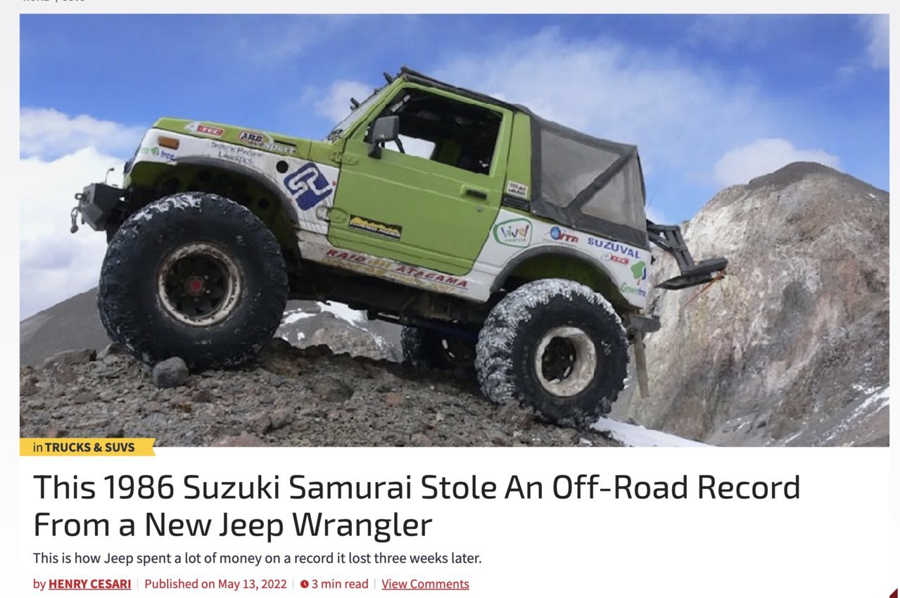 Suzuki wanted to call the Samurai a cargo truck and accidentally created a  new way around the chicken tax