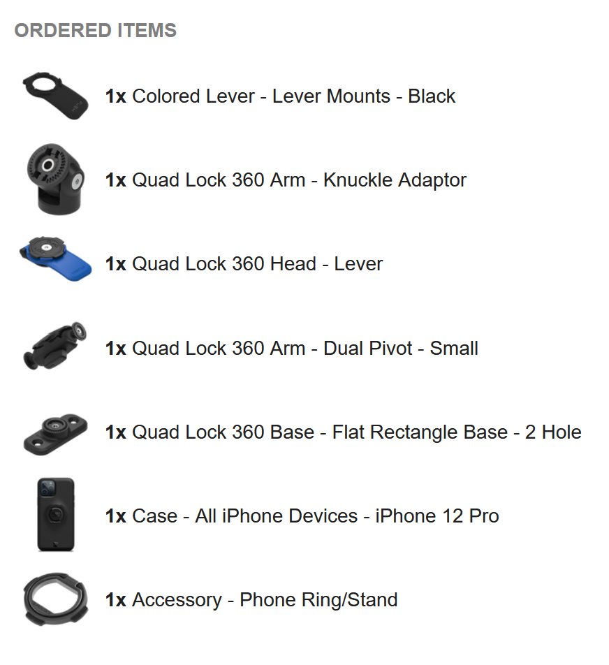  Quad Lock 360 Arm - Dual Pivot Small (2) : Cell Phones &  Accessories