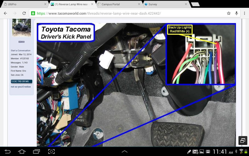 Reverse Lamp Wire near dash | Tacoma World