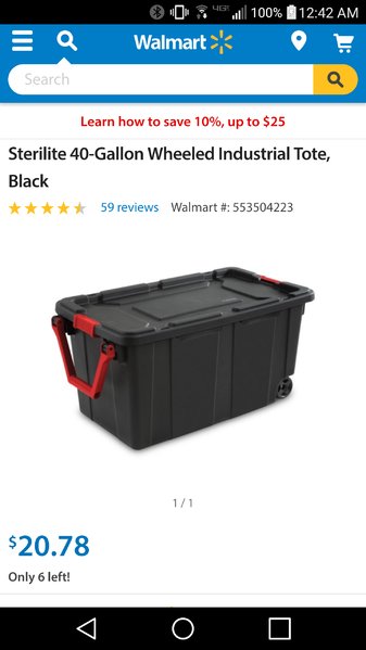  Sterilite 14699002 40 Gallon/151 Liter Wheeled