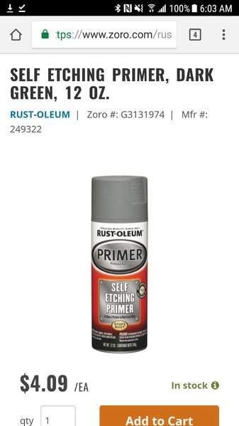 Rust-Oleum 249322 Self Etching Primer, Dark Green, 12 oz.