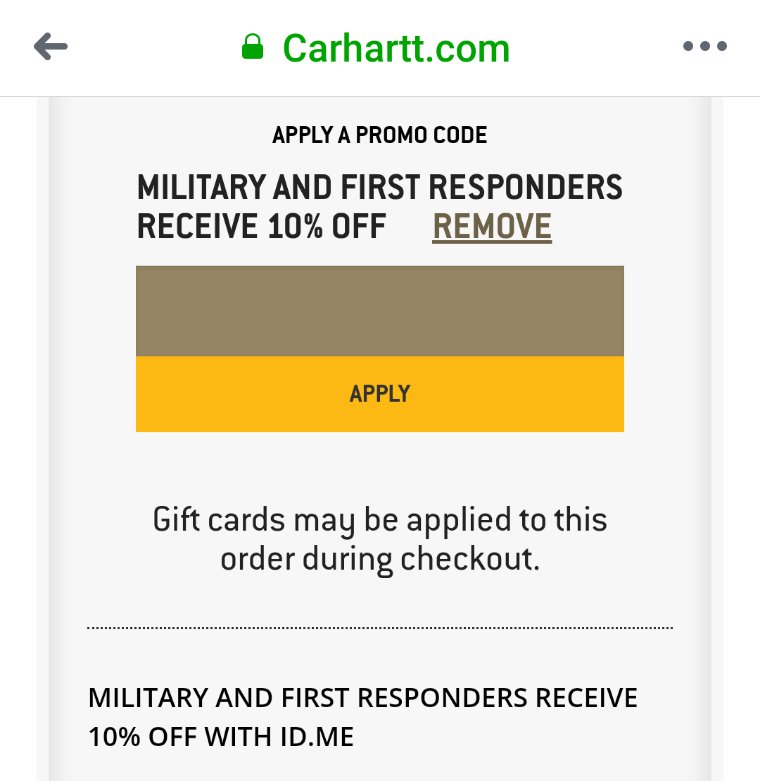 Carhartt promo outlet code