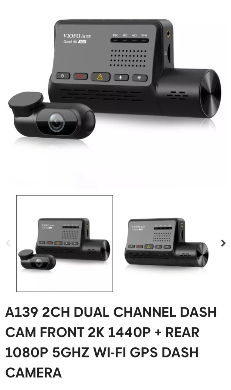 A139 3CH 3 Channel Dash Cam Front 2K 1440P + Interior 1080P + Rear 1080P  5GHz Wi-Fi GPS Dash Camera