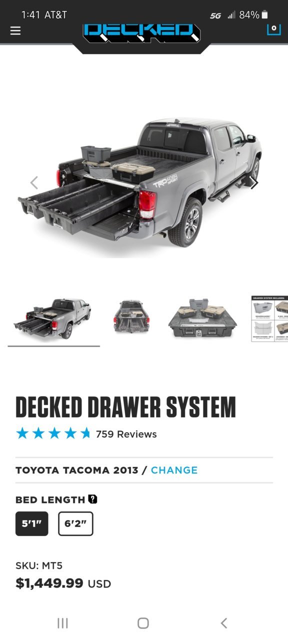 SOLD PLEASE DLETE 05-22 Tacoma 5ft shortbed DECKED drawer system $800 ...