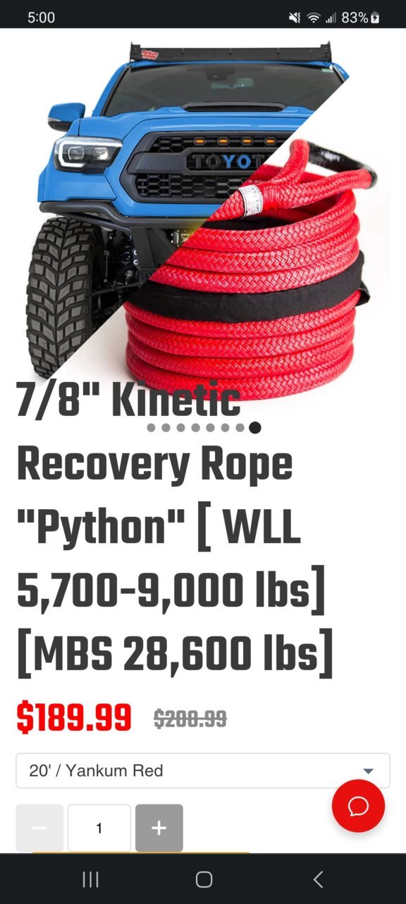 1 Kinetic Recovery Rope, Rattler