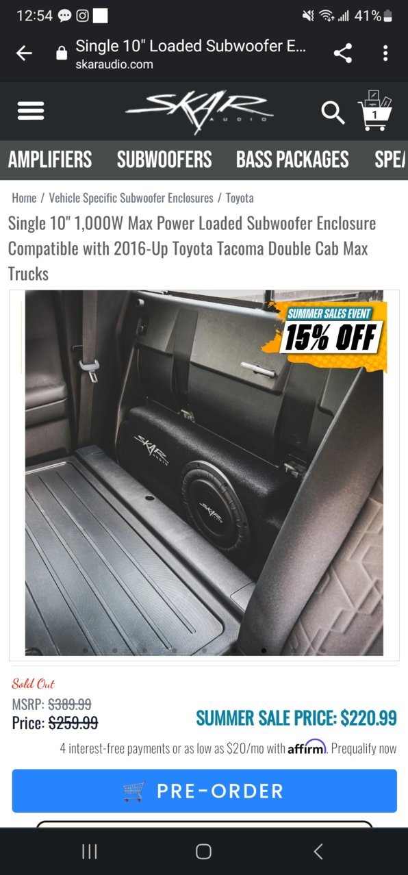 Rear seat subwoofer box | Tacoma World