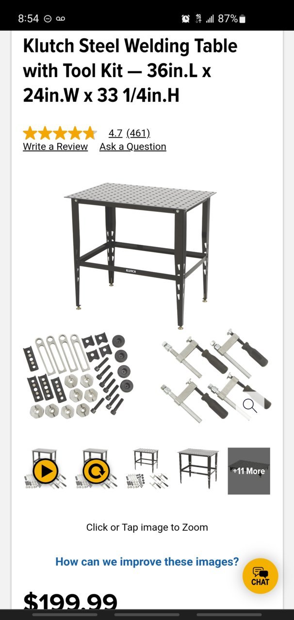 Klutch steel welding table deals with tool kit