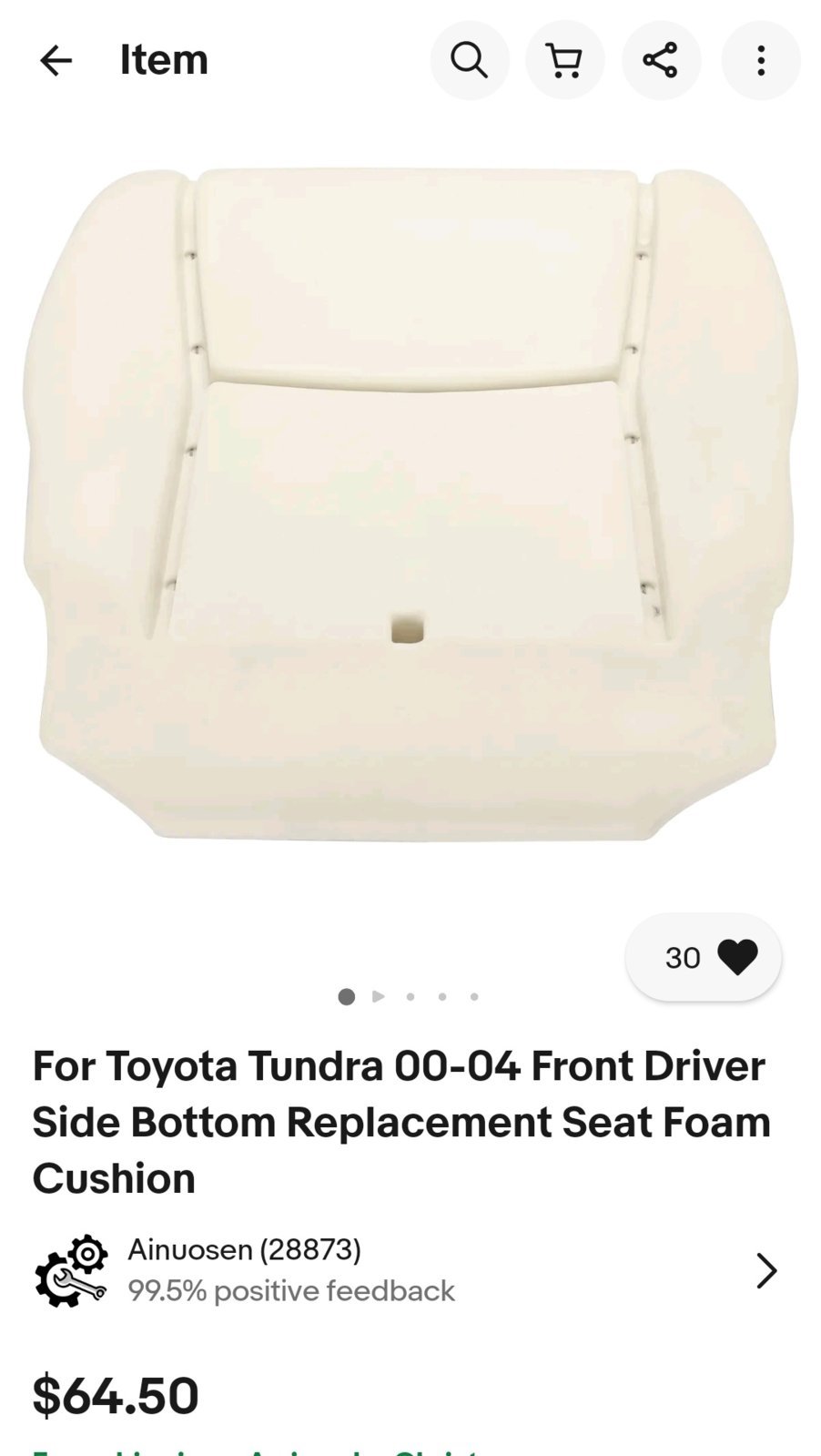 For Toyota Tundra 00-04 Front Driver Side Bottom Replacement Seat Foam  Cushion