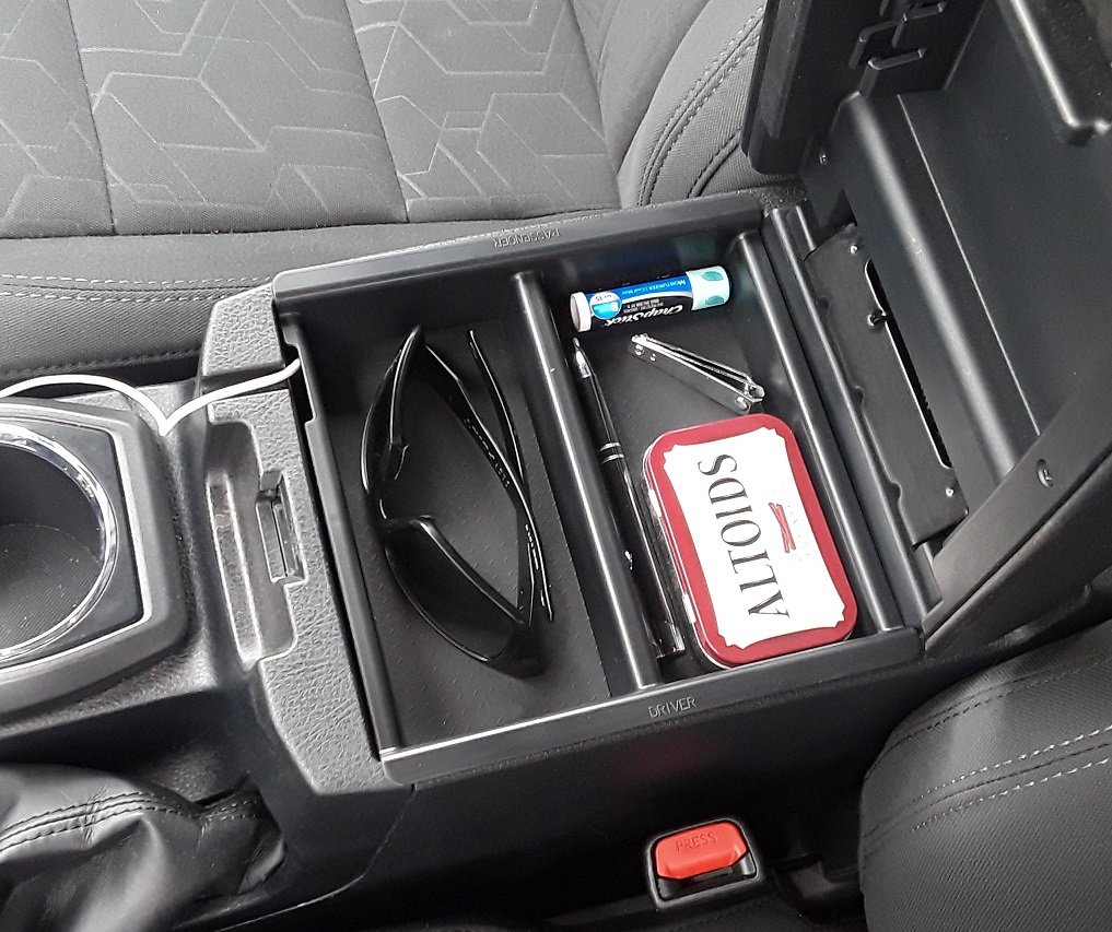 SLX126 Vehicle OCD Toyota Tacoma center console organizer tray installed full.jpg