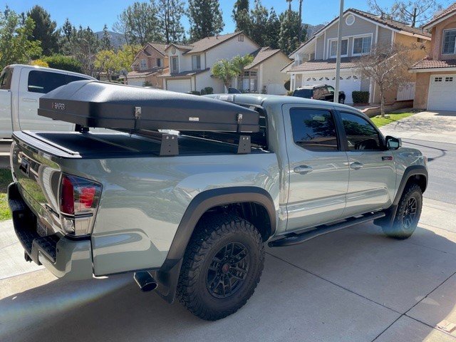 elevated bed rack and tonneau cover combo that let's me open the cover ...