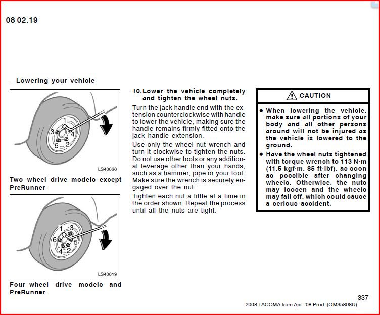 2010 Toyota Corolla Lug Nut Torque Specs