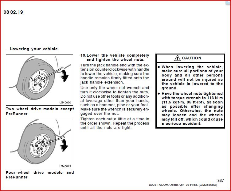 Tire Torque Chart 2013