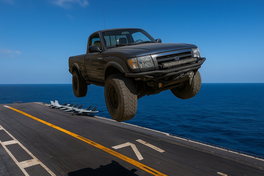 Toyota Tacoma Soars Over Aircraft Carrier.png
