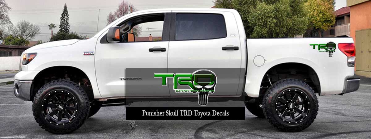 TRD Toyota Tundra Racing Punisher Skull Vinyl Decal Car Truck Window Sticker