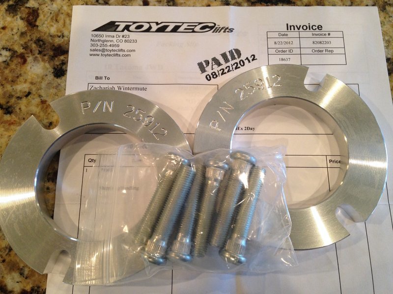 2005-2015 ToyTec - Front Top Plate Spacer Kit - $50.00 (Free S&H)