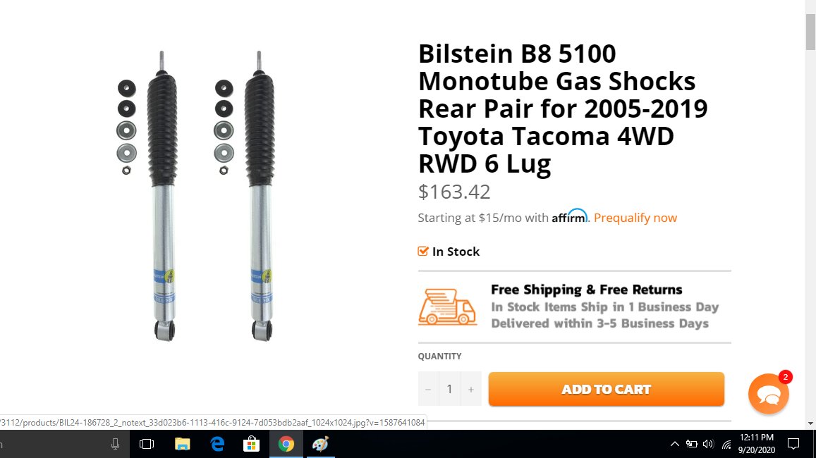 Bilstein 5125 Rear Shocks (P3 Chassis) - Cross Country Performance