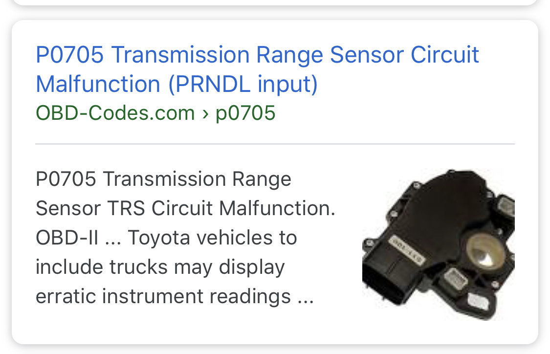 P0705 Transmission Range Sensor Circuit Malfunction Prndl Input