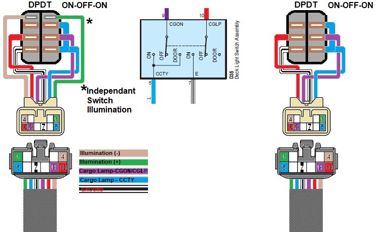 3rd gen Access Cab Bed Lights Using Double Cab Cargo Light Switch