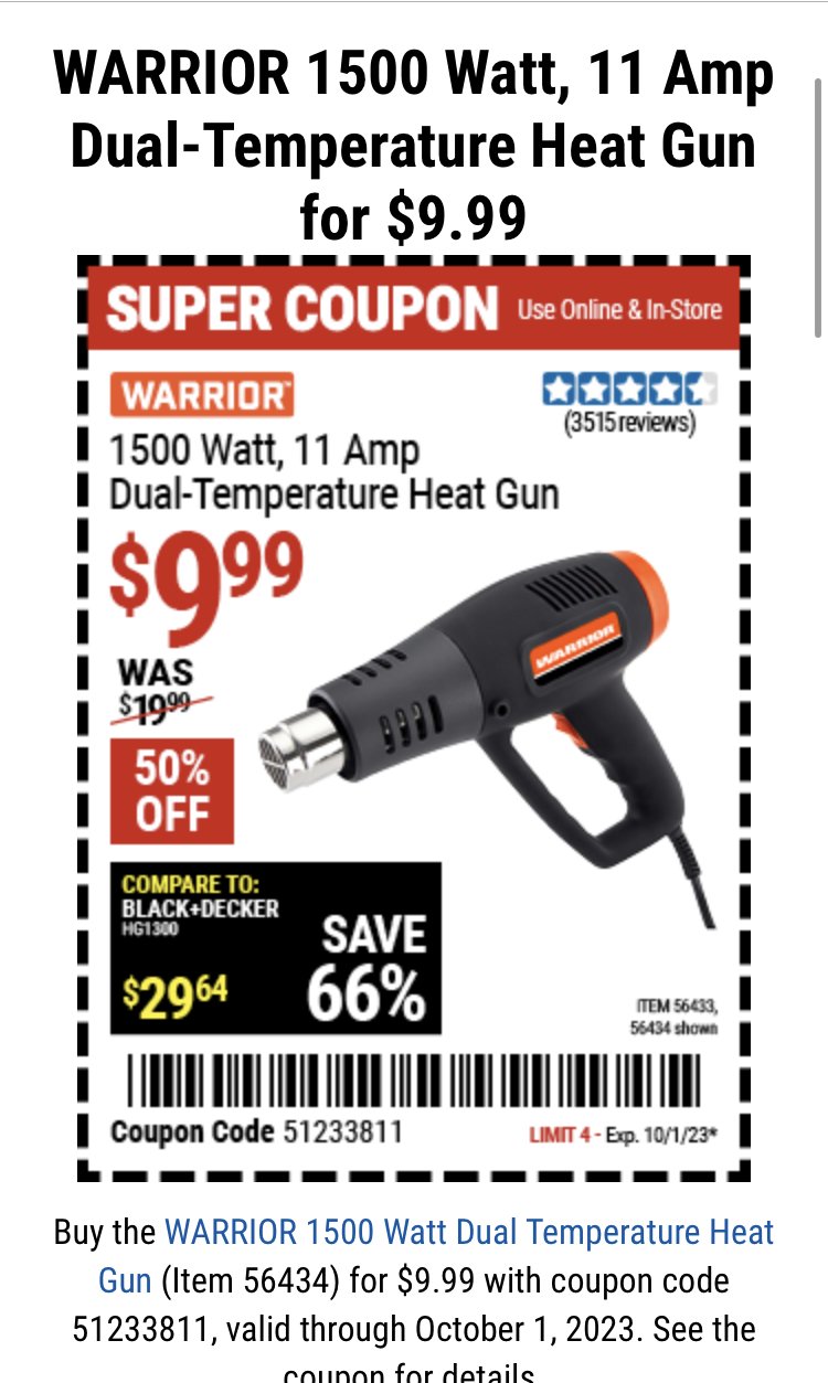 PORTER-CABLE Heat Gun, 1500 Watt, Dual Temperature Settings