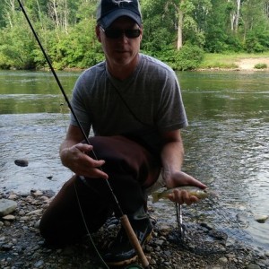 A little trout fishing on the Big Manistee river in Michigan.