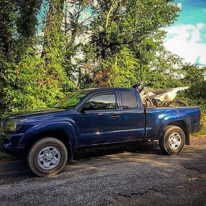 Truck, bike, bike, truck