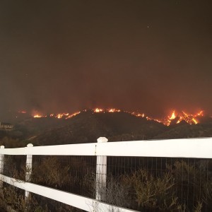 Fire is about 1 mile from the backyard fence. Wind blowing this way. House may burn in the next couple of hours. Leaving now with dogs and valuables.