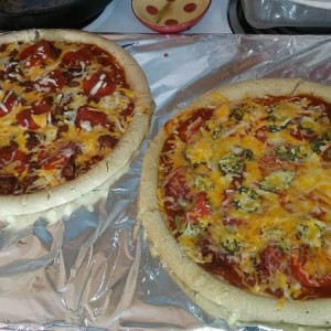 Me too! Chorizo pepperoni tomato and jalepenoes on the right just the meats on the left