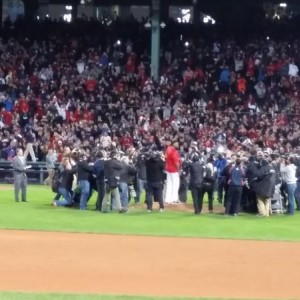 David Ortiz surrounded by media