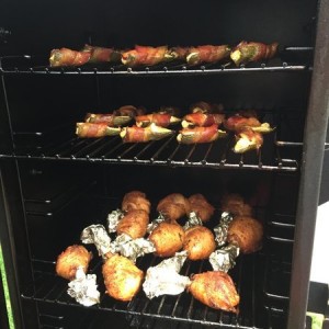 Getting ready for the Seahawks game. Win or lose, we'll be eating good. Bacon wrapped jalapeo poppers and chicken lollipops