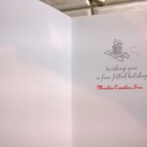 Pretty sweet that Marlin sends out Christmas cards. Makes me curious as to what my receipts add up to this year O_o