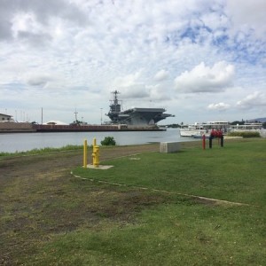 Carrier in port for 75th anniversary of the Pearl Harbor attack.