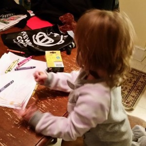 Sophia coloring at Christmas time