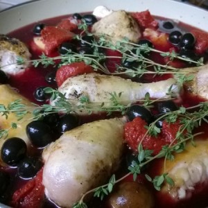 Coq au vin prior to going in the oven last night.