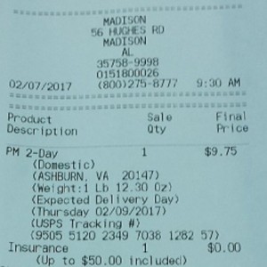 USPS Receipt (Air Filter)