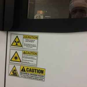 Xrays, Lasers, and mechanical crushing hazards. Haha! Sweet!