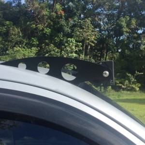 Side view of low profile brackets courtesy of MCM Fab & Design, mounts to the existing roof rack nut inserts
