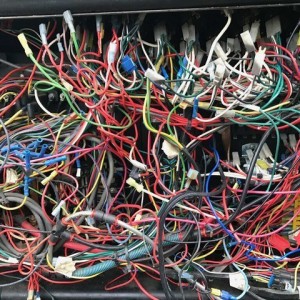 Customer came in for bus routes and found two of their buses like this. Somebody yanked the exterior fuse panels overnight.