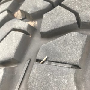 No no no no...yes...thankfully barely in the tread block, no puncture