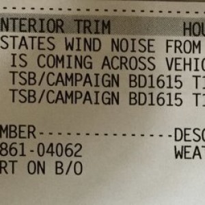 Tacoma wind noise TSB & PN