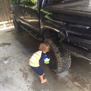 They took away our hose, so we wash the truck with super soakers