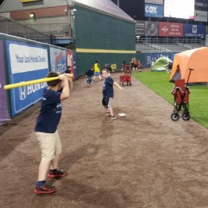 Jacob pitching on Pawsox field