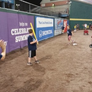 Jacob hiting on Pawsox field