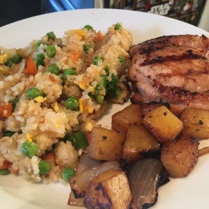 Grilled chicken thighs, pineapple & onion and some homemade fried rice. Happy Father's Day guys!