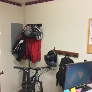 Helmets!! Ride motorcycle to work at a ski resort through the Tetons, then mtn bike after work, then ride said motorcyle back home. My life is a fairy